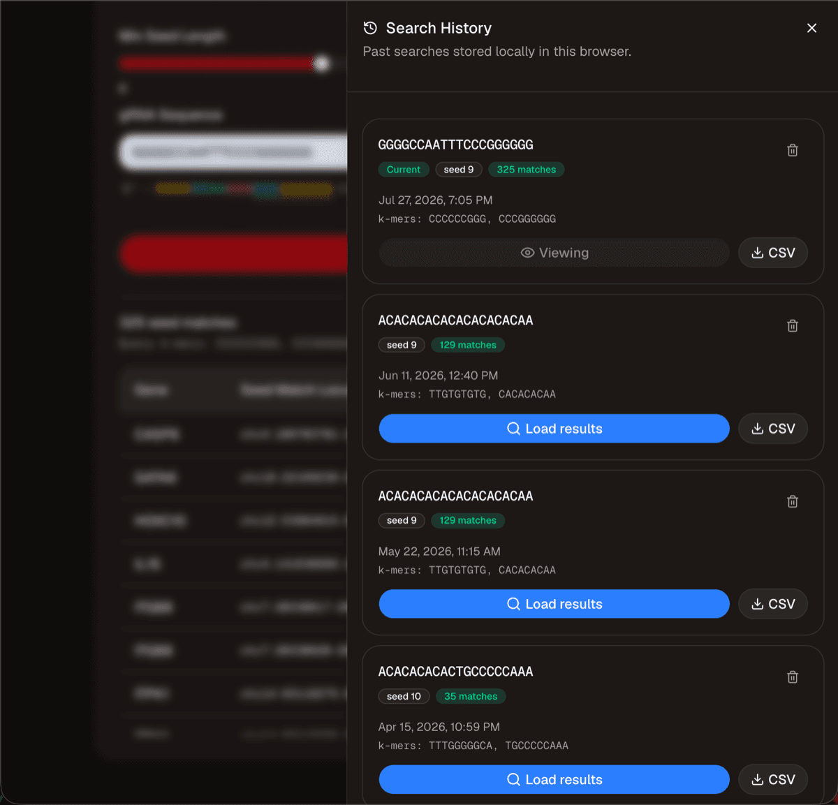 CRISPR Seed Finder screenshot